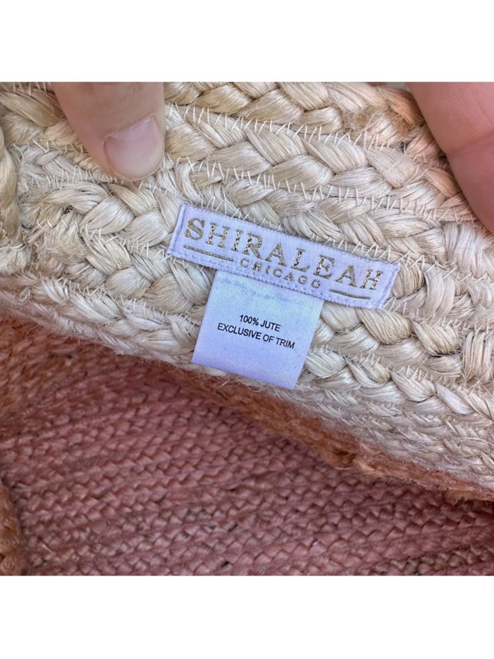 Shiraleah Chiara Ombré Jute Tote Bag Fringe Beach Cruise Pink Coral Peach NWOT - Picture 7 of 7